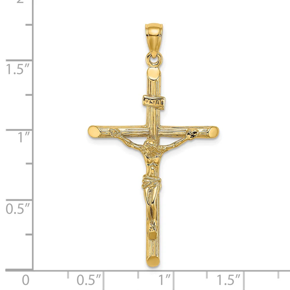 10K / 14K Yellow Gold Textured Crucifix Charm