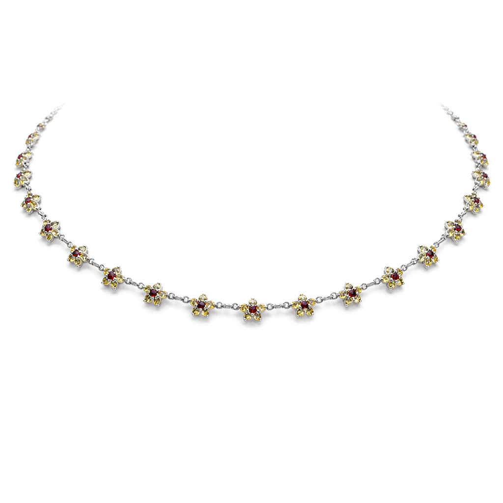 Gift For Her Thai Handmade 2 mm. Fancy Color Sapphire Necklace 18.0 in