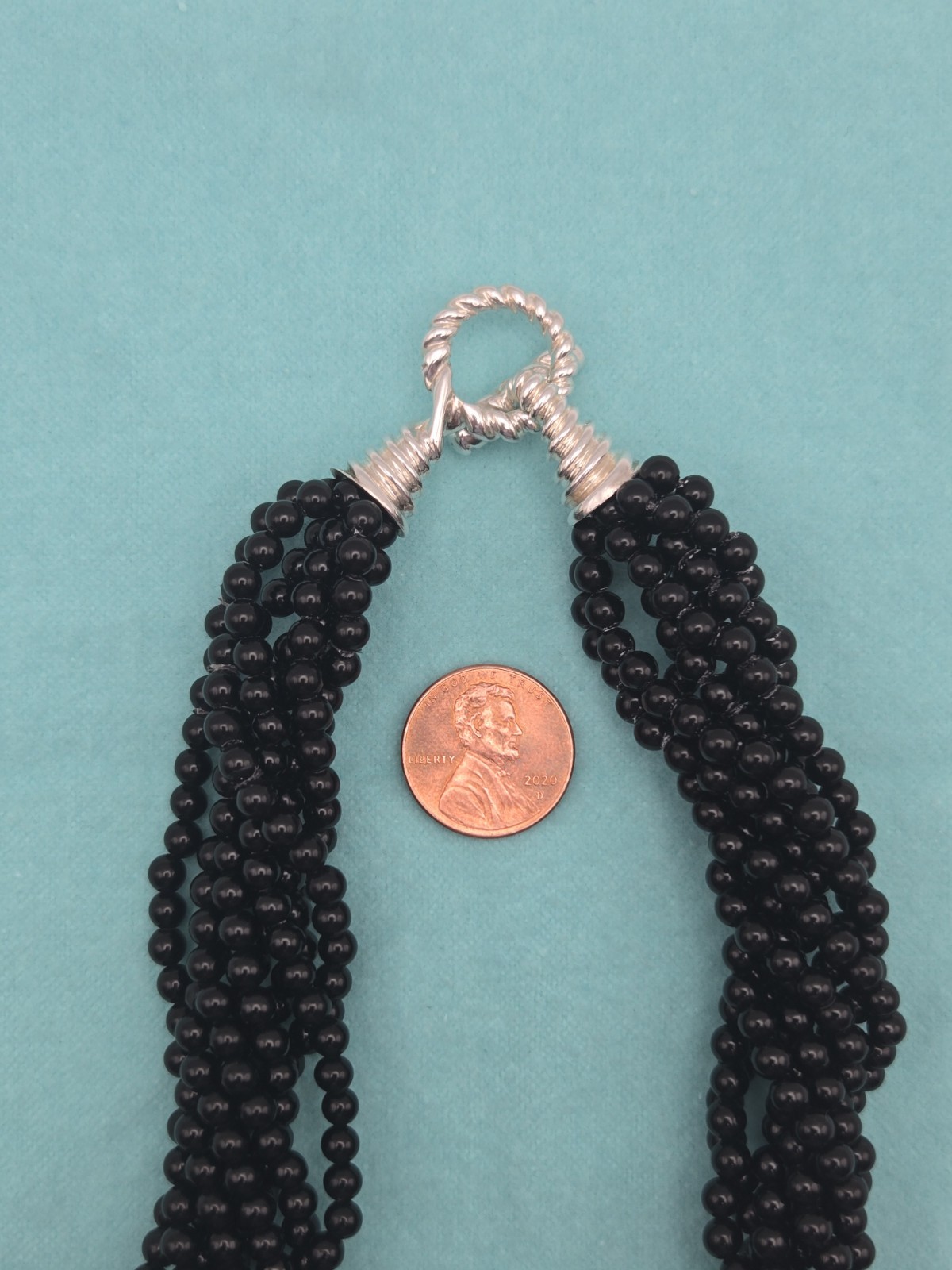 Tiffany & Co. Torsade 8 Strand Beaded Black Onyx 16″ Toggle Necklace Ag 925