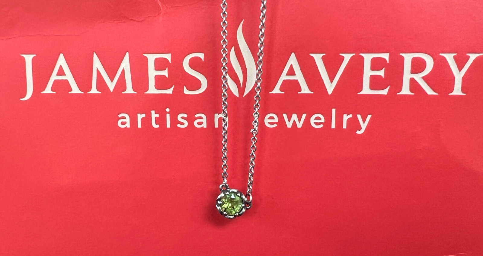 James Avery Sterling Silver August Cherished Birthstone Peridot Necklace 925