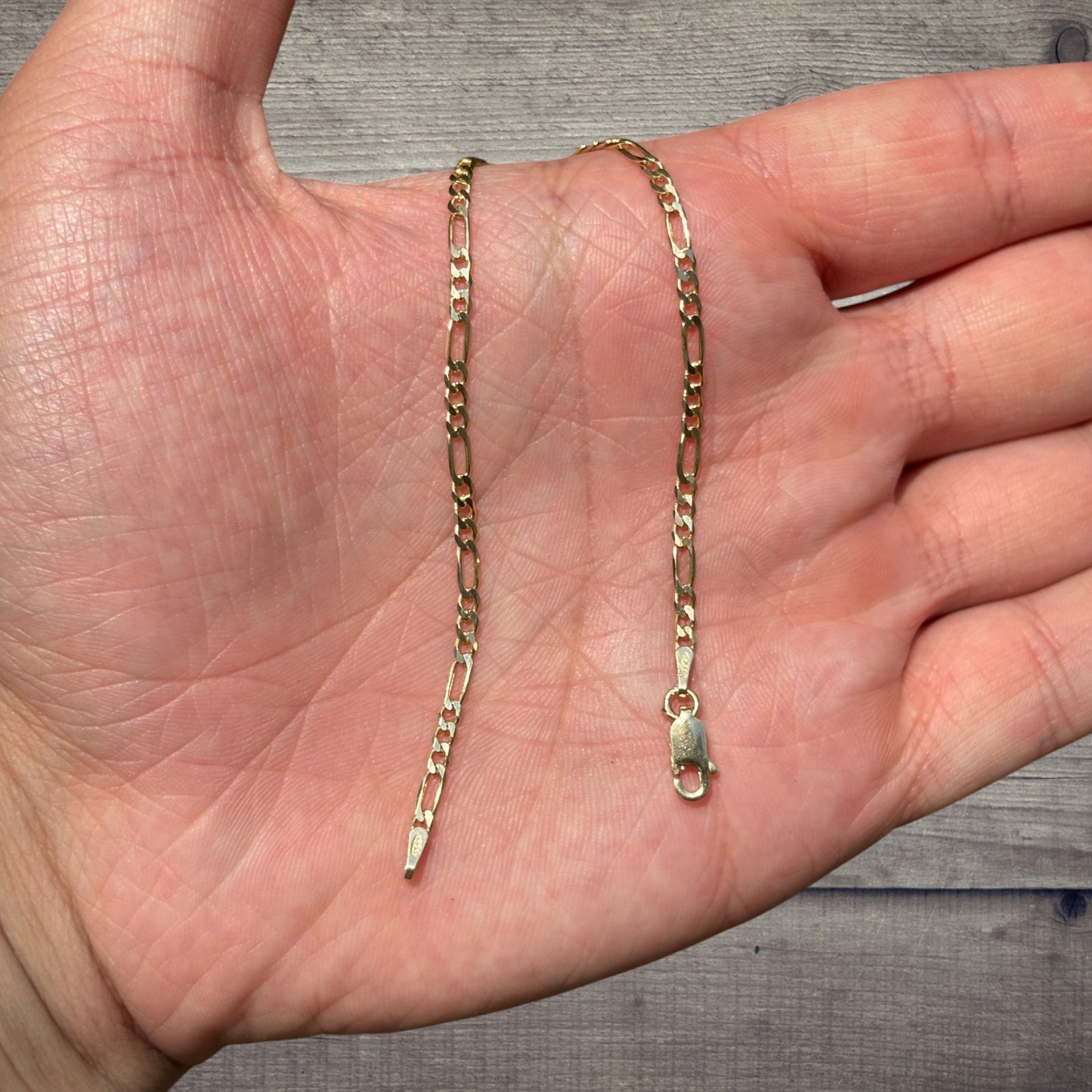 2.5mm Figaro Bracelet Link – Real Solid 925 Sterling Silver Or 14k Gold Vermeil