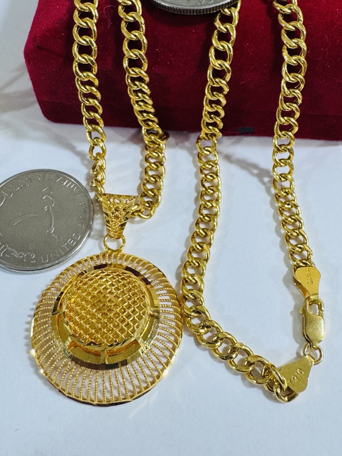 Saudi 22K Solid 916 Real Fine Gold Round Set Necklace 18”/18.5” Long 16.6g 6mm