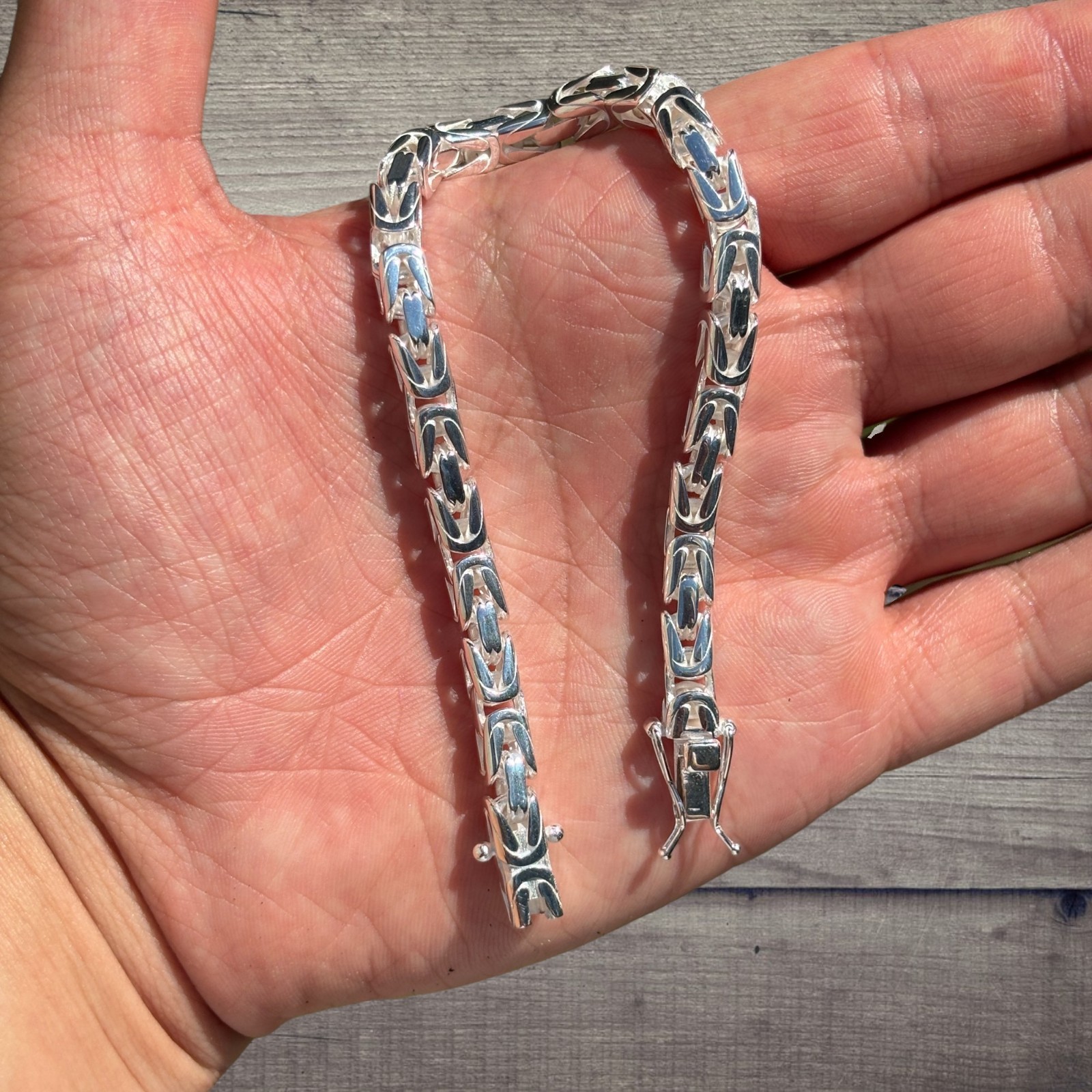 6mm Byzantine W. Box Clasp Bracelet – Solid 925 Sterling Silver MADE IN ITALY