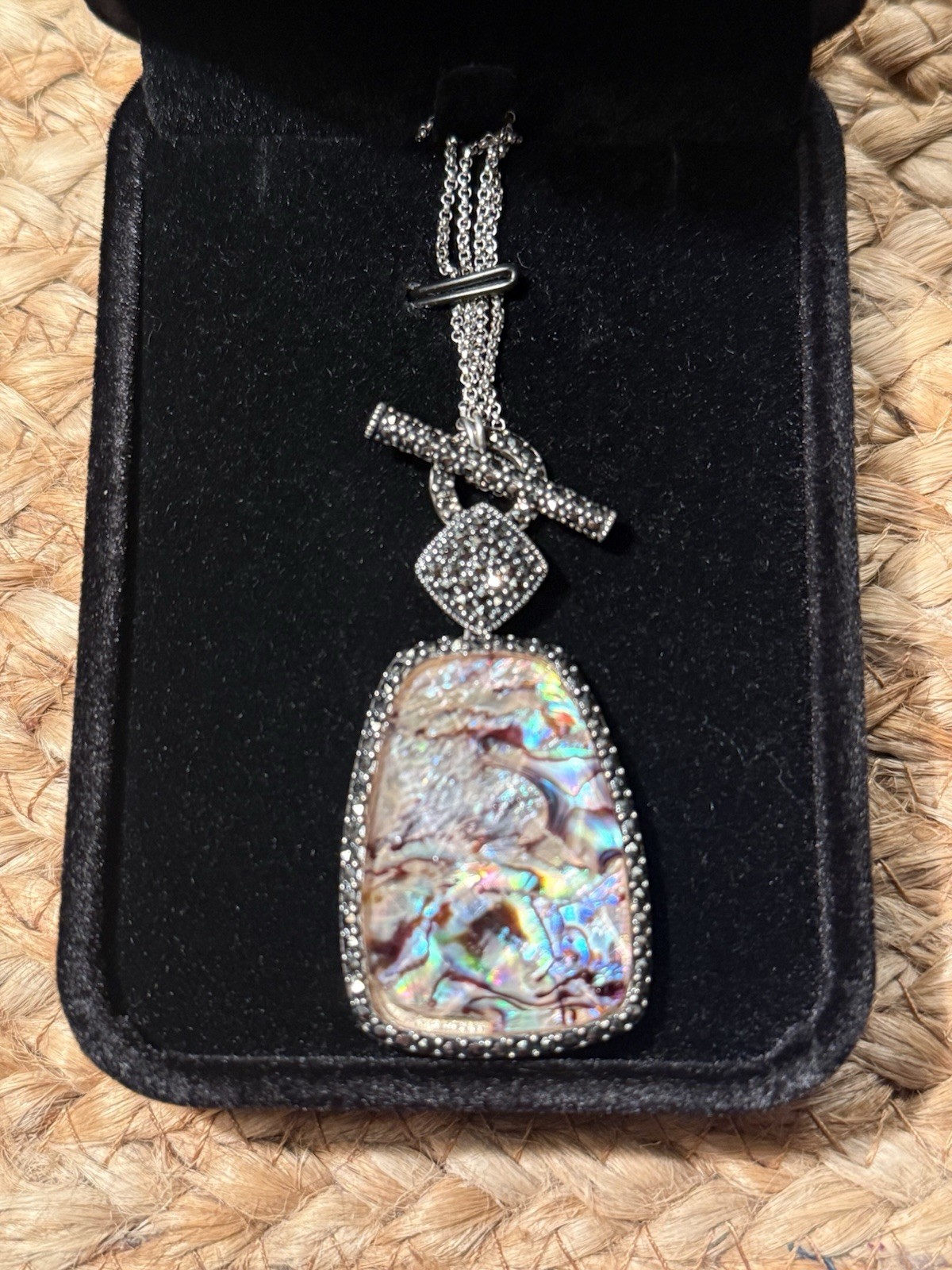 Judith Jack Silver 925 Abalone and Marcasite double strand necklace