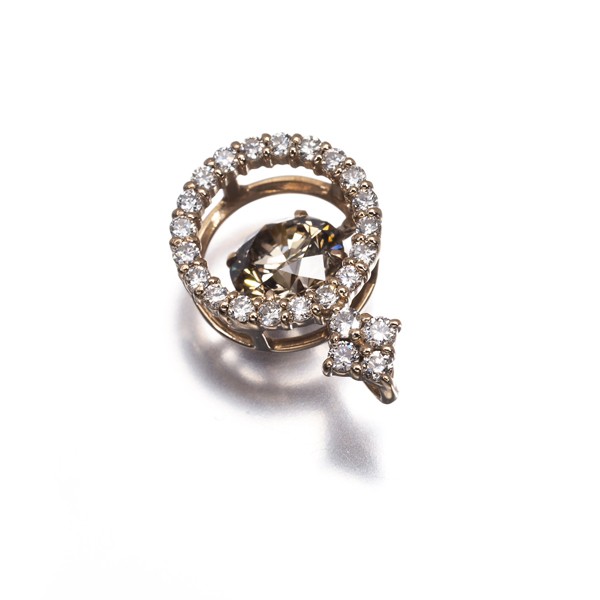 Brown &Clear Diamond 1.000ct/0.32ct Dancing Stone Pendant 18K 750 Rose Gold