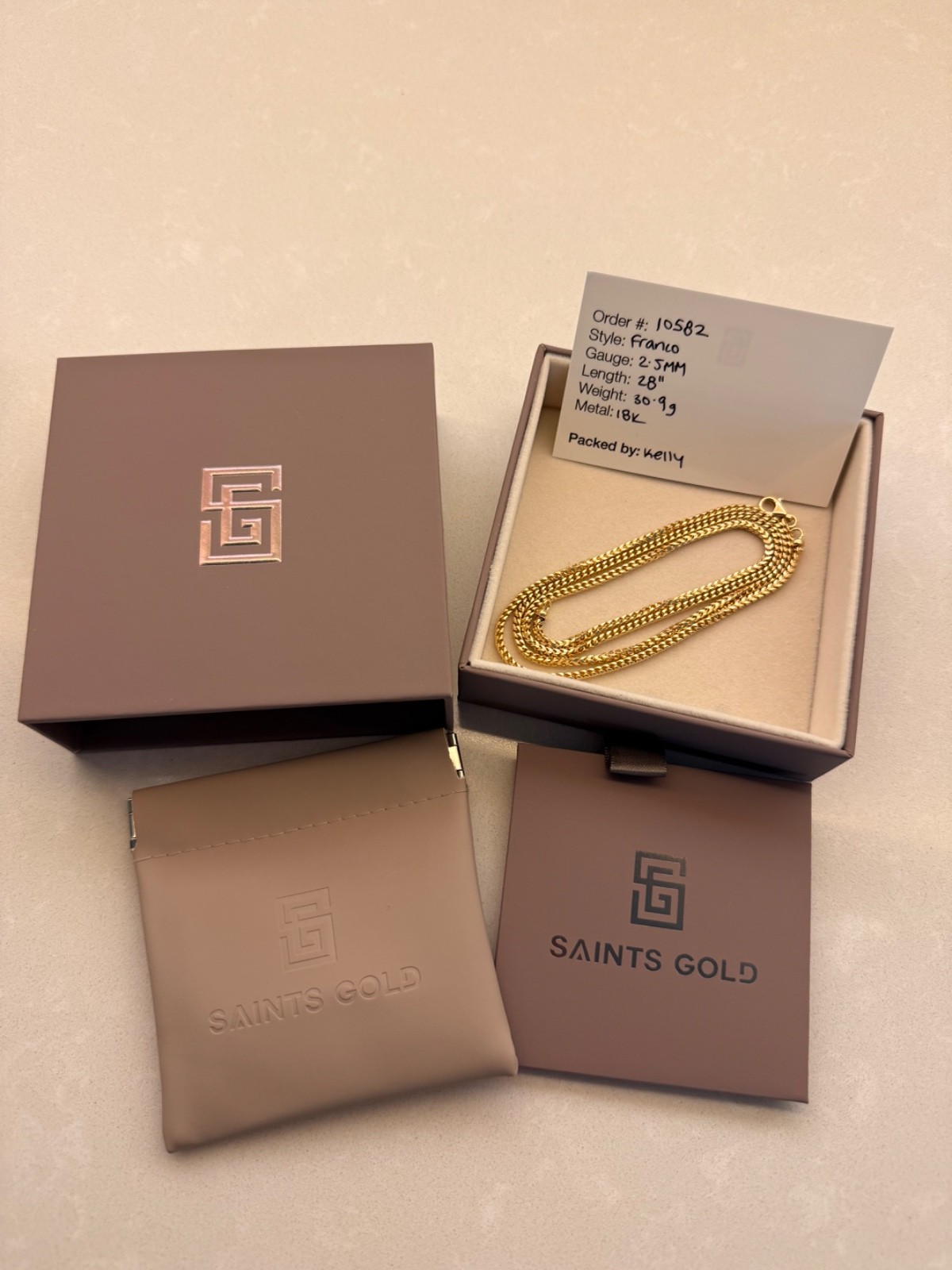 18K Solid Yellow Gold Franco Curb link chain…28 inches…2.5mm..30 grams…NEW!