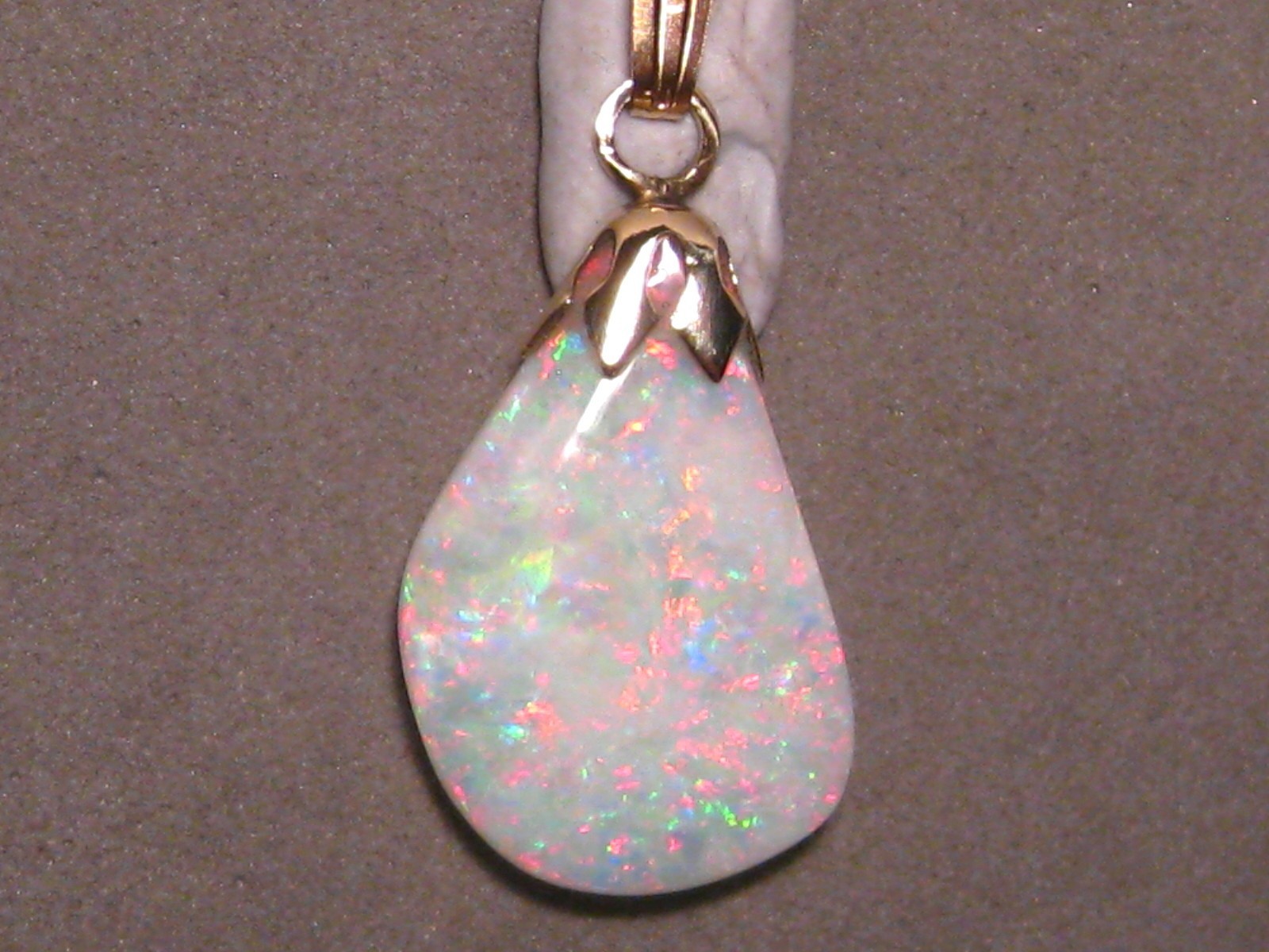 3.5 ct. Shell Opal Pendant – Solid Australian Gem Opal – 14k Yellow Gold