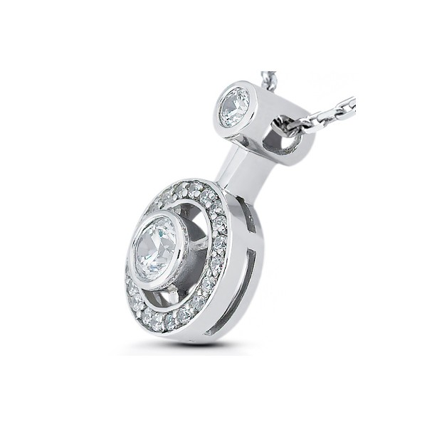 0.95ctw I/VS2 Round Cut Earth Mined Certified Diamonds White Gold Halo Pendant
