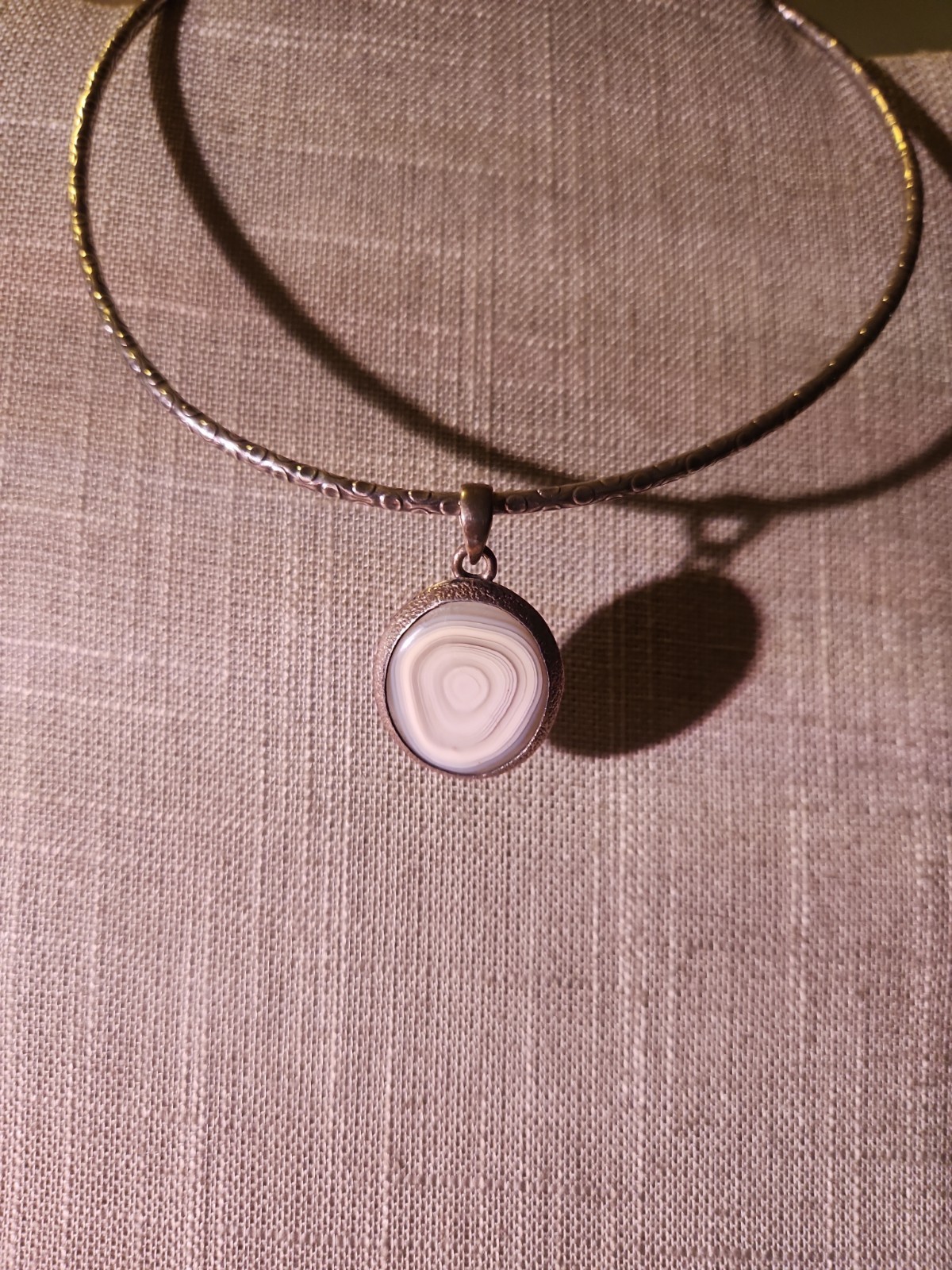 Banded Agate Sterling Silver Pendant