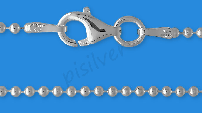 925 Sterling Silver 1.5mm Round Ball Bead Chain Necklace 14 16 18 20 22 24 30″