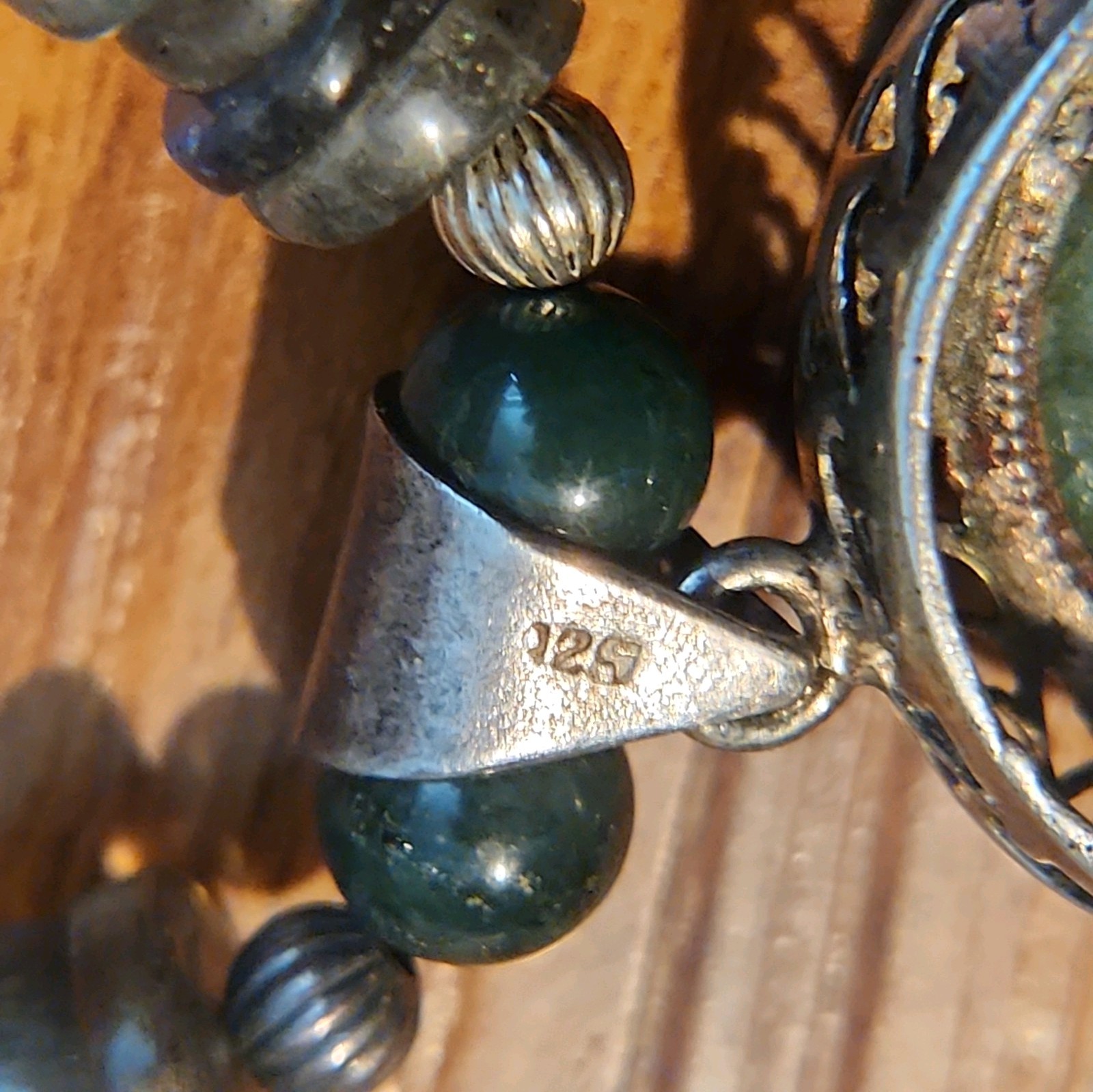 Hand Cut Rock Crystal Smoky Green Blue Quartz Necklace Sterling 925 Classy Beads