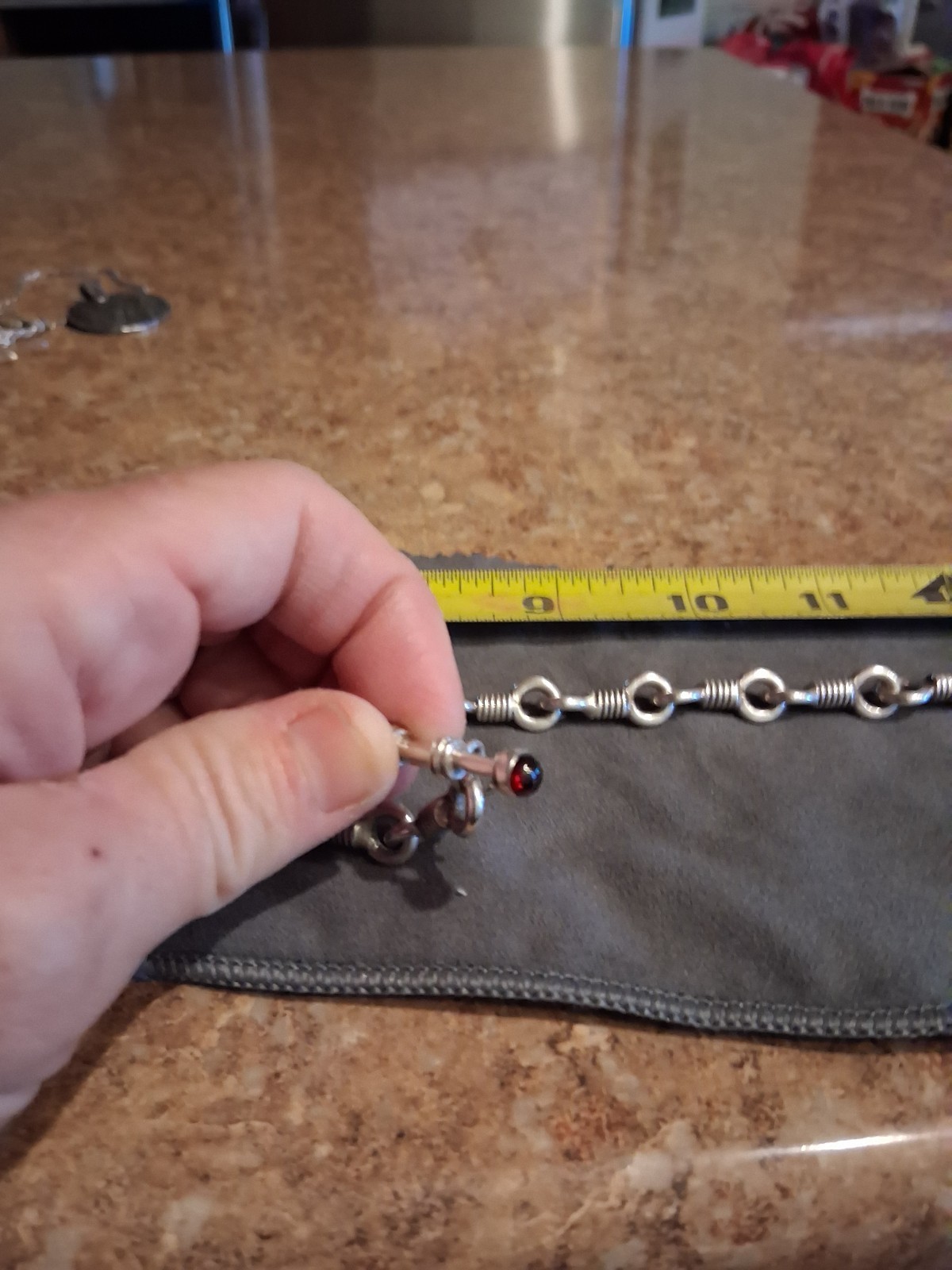 HEAVYWEIGHT UNIQUE Solid Links Double Garnet Toggle Necklace By DEZAN