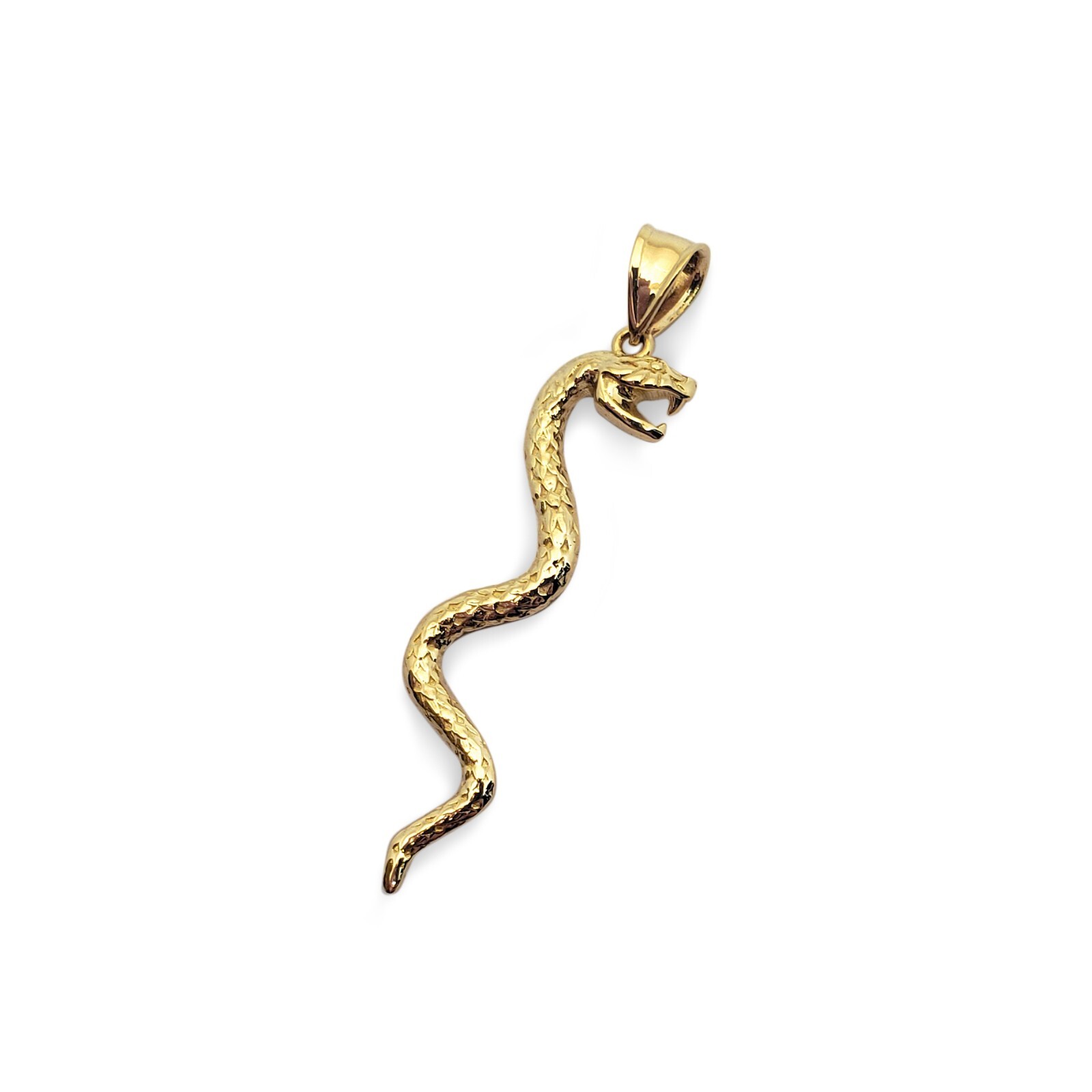 Solid 18K Yellow Gold Snake Pendant Charm, 1.5 grams, 1 1/2″ long