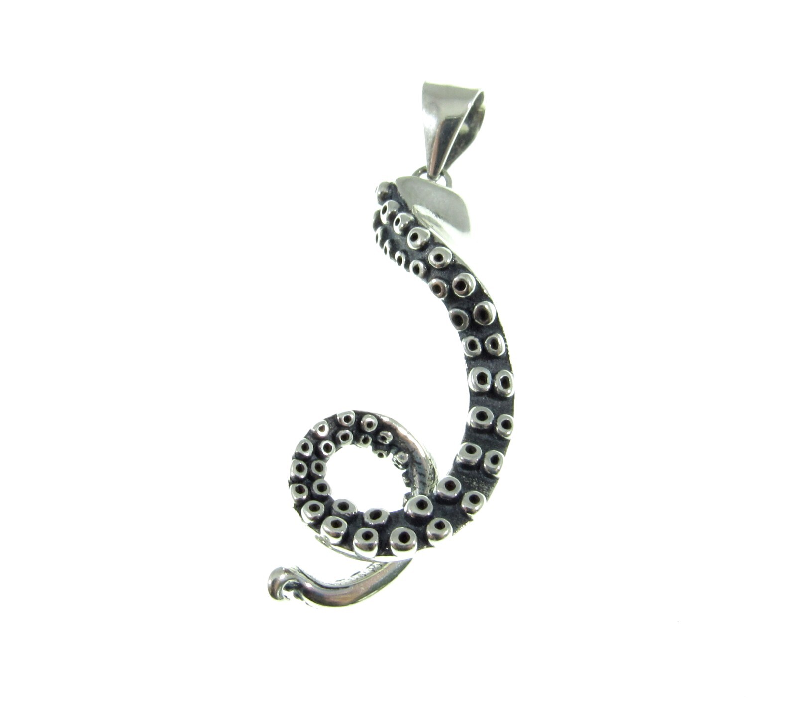 Handcrafted Solid 925 Sterling Silver 3D Octopus / Mollusk Tentacle Pendant