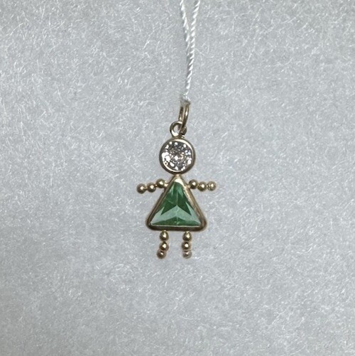 Real 10K Yellow Gold CZ and MAY Birthstone Babies Girl Pendant/Charm
