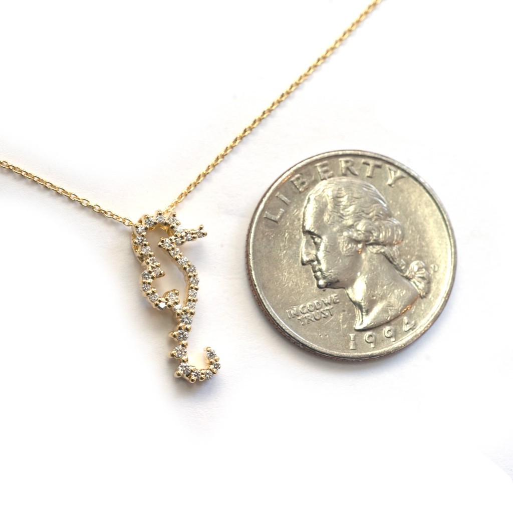Roberto Coin New 18K Yellow Gold Tiny Treasures Seahorse Pendant 16-18 Necklace
