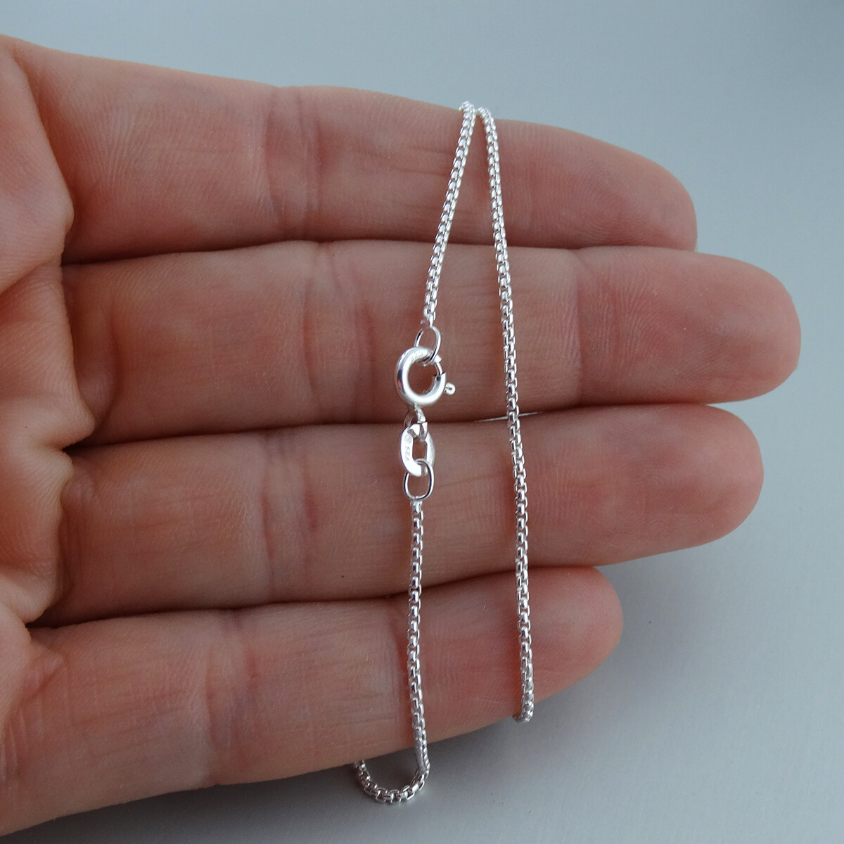 1mm Round Box Chain Necklace – 925 Sterling Silver – 16″ 18″ 20″ 24″ Polished