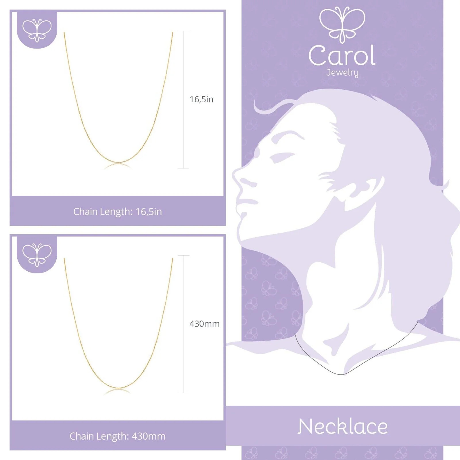 18k Solid Yellow Gold Venetian Necklace Chain 45cm for Women and Teens
