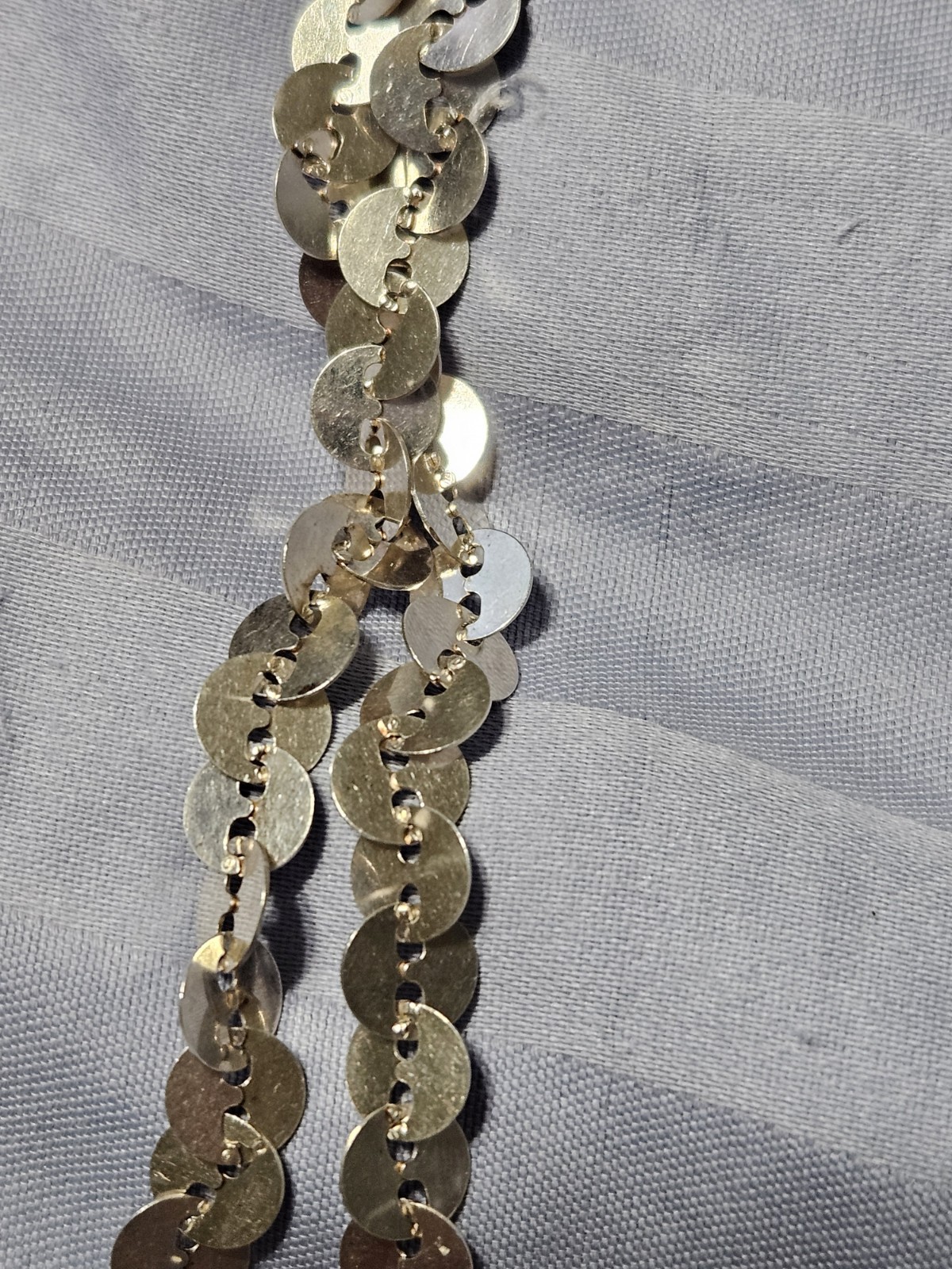 MILOR ITALY 925 Sterling Silver Flat Disc Sequin Chain Necklace 17.5 ” 10g