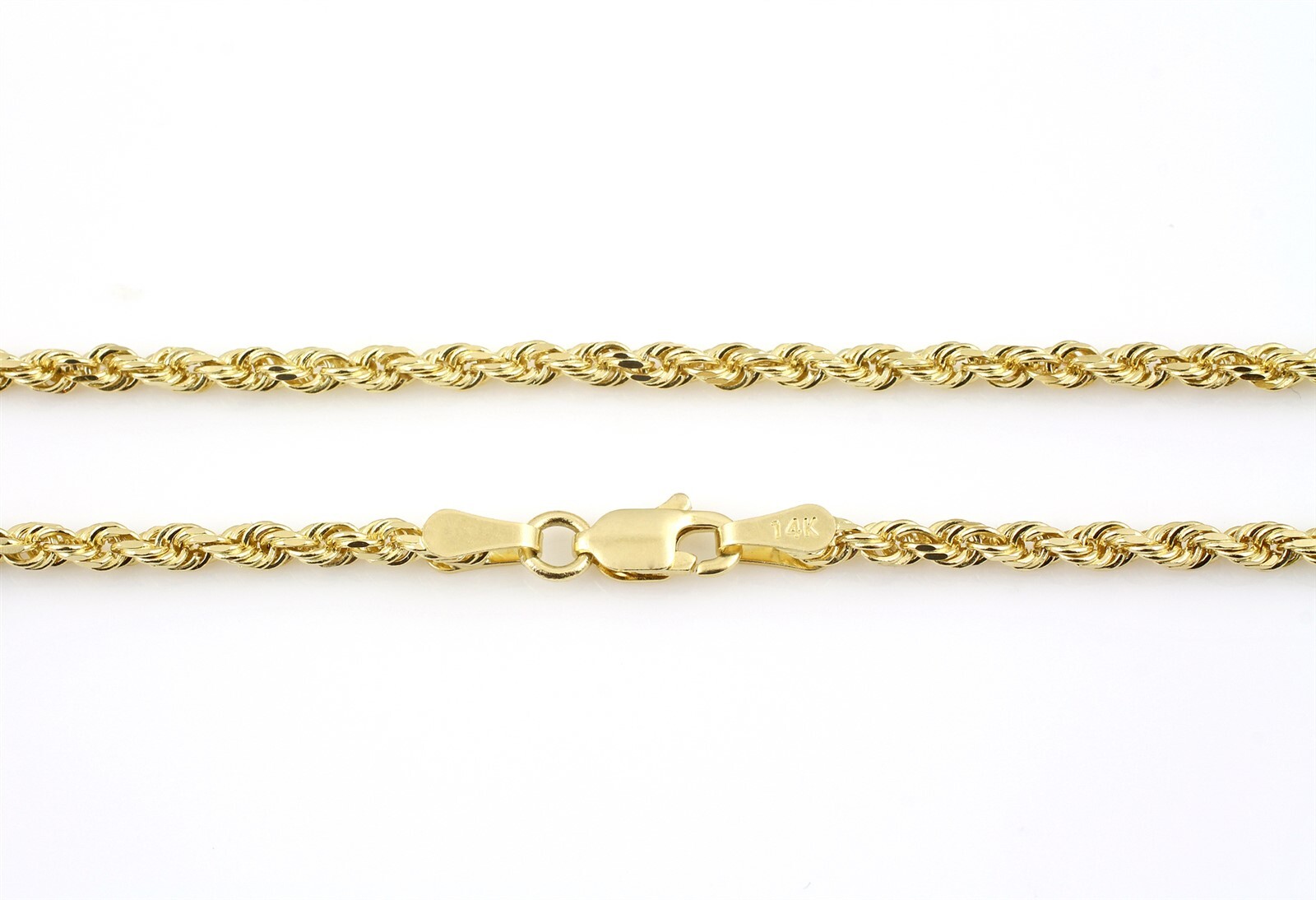 Absolutely Genuine 14K Yellow Gold Dia Cut Rope Chain All Sizes
