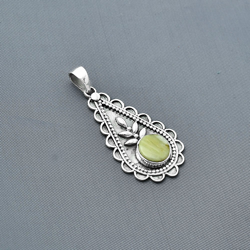 Natural Serpentine 925 Sterling Silver Pendant Jewelry P-1033