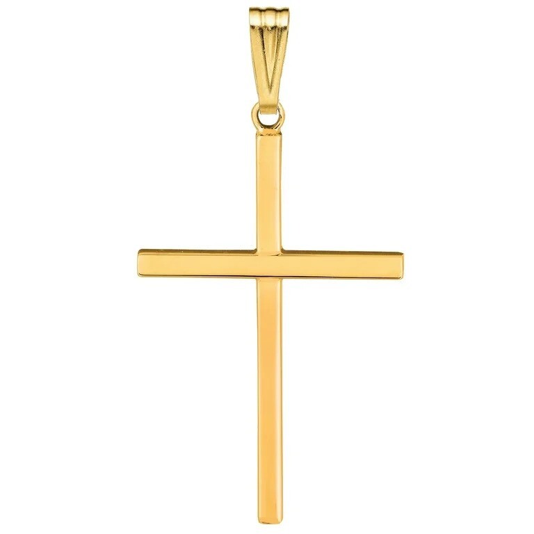 Real Genuine Solid 1/20 14K Yellow Gold Cross 1 1/2 Inch Catholic Religious