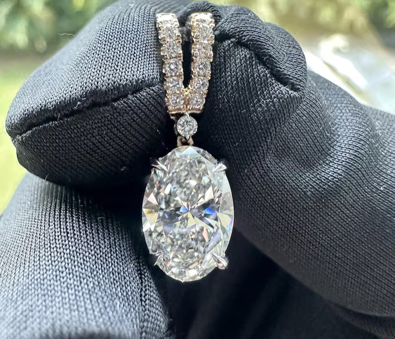 3.15 Ct Oval-Cut EF/VS1 Lab Grown Diamond Solitaire Pendant White Gold 14K