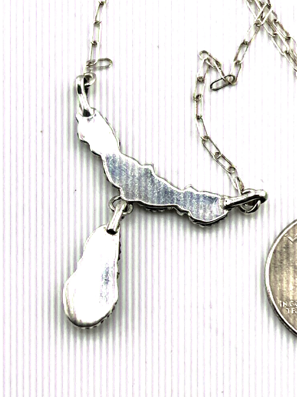 Southwestern Turquoise necklace 925 Sterling silver 18″ dainty lariat