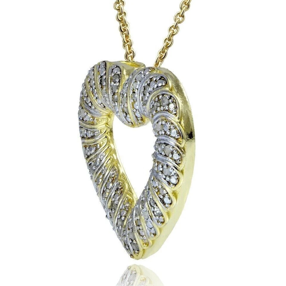 2Ct Round Cut Lab-Created Diamond Cluster Heart Pendant 14k Yellow Gold Plated