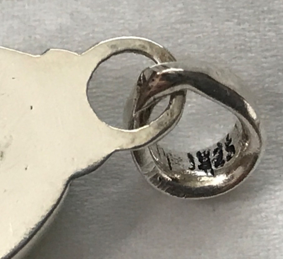 Vintage Sterling silver marked 925 light green stone topaz? pendant handmade