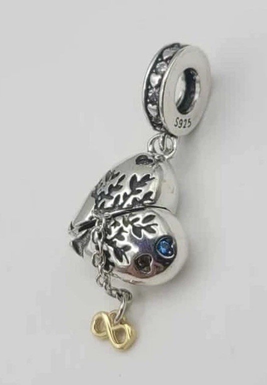 925 Sterling Silver Open/Close Tree Of Life Charm Pendant “Family Forever”