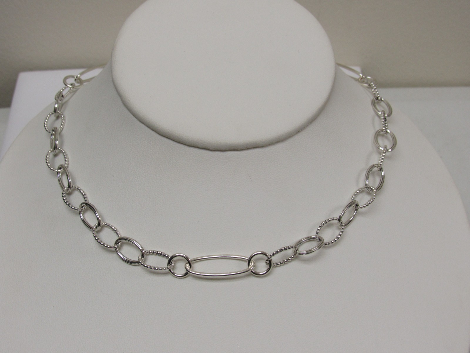 Designer LAGOS Sterling Silver Signature Caviar Smooth and Fluted Link Necklace
