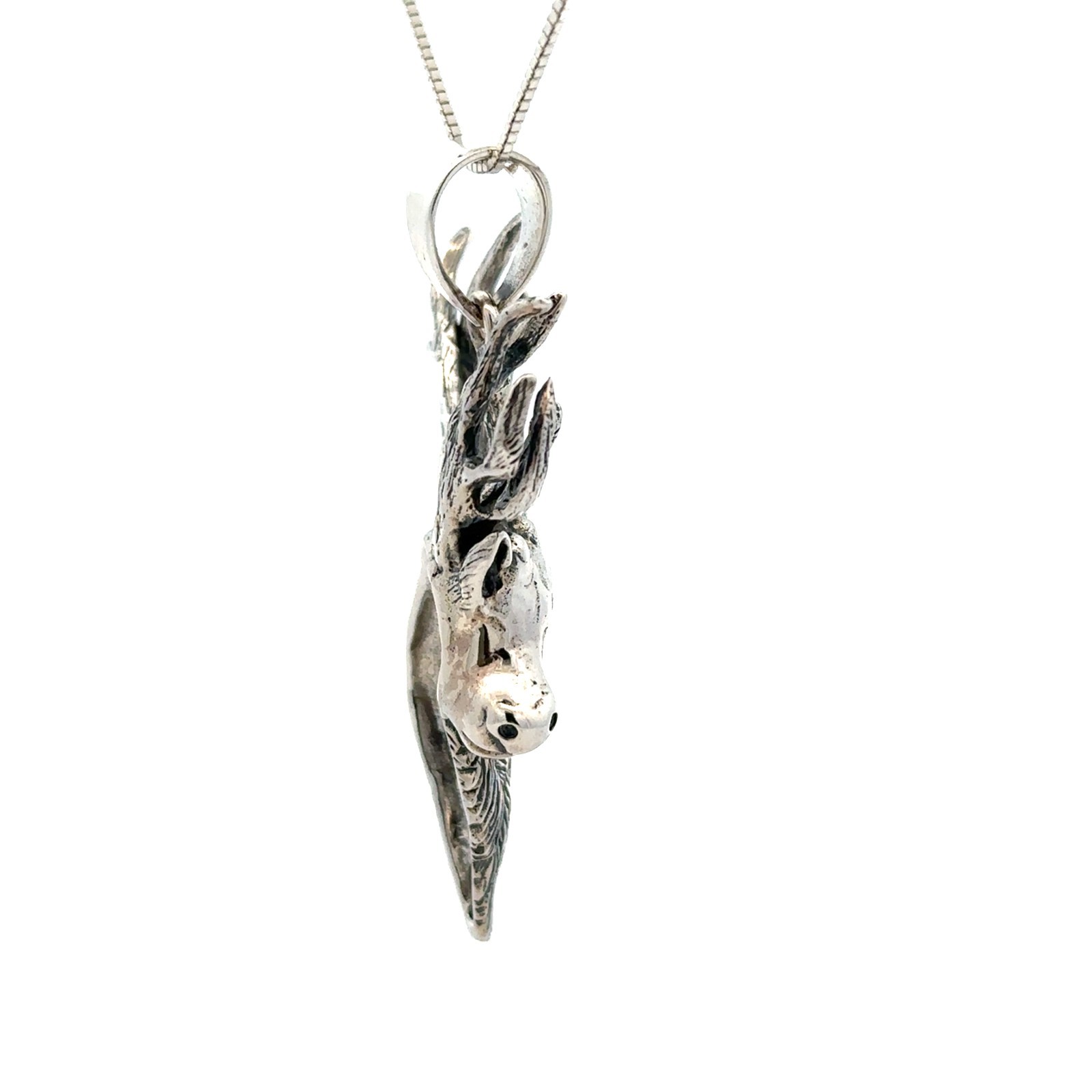 Sterling Silver Elk Head Pendant (1 1/2 x 2 1/4 Inch)