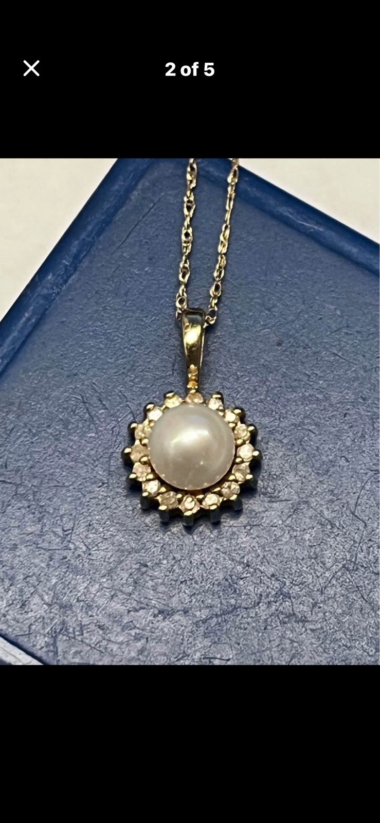 14K Yellow Gold Pearl and Diamond Pendant Necklace