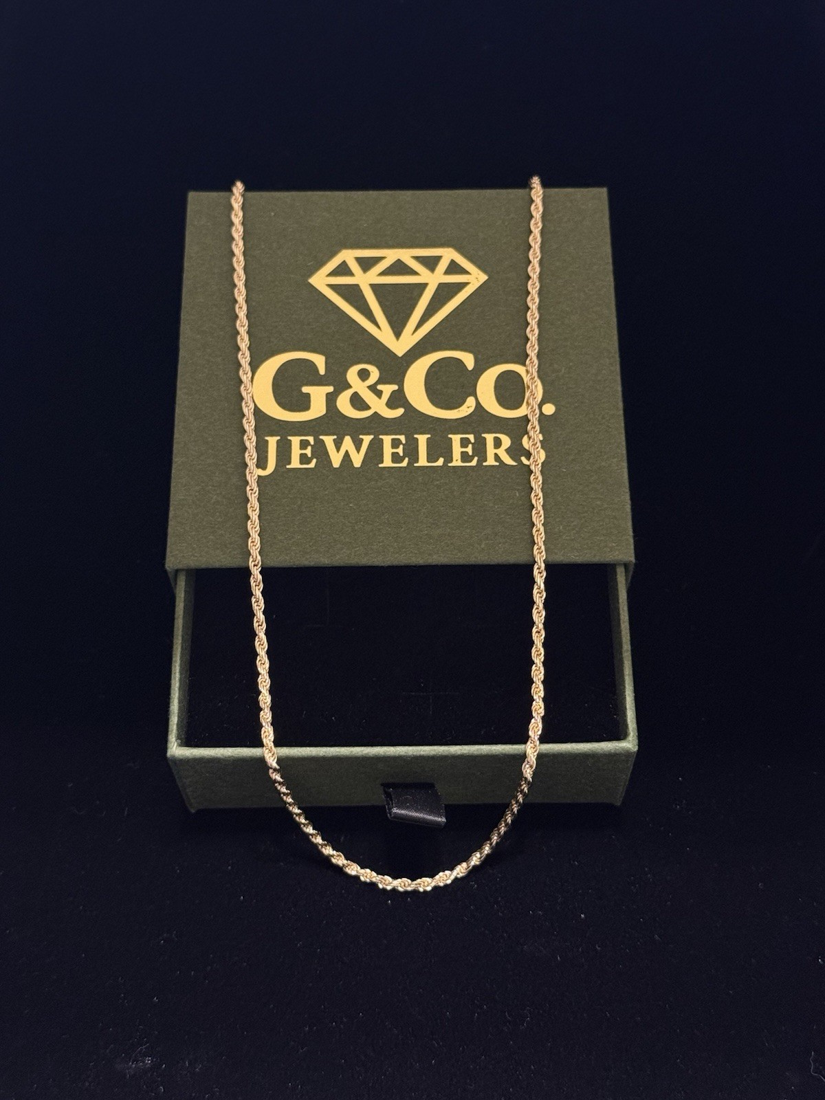 2.3mm Rope Chain With 14k Gold Over 925 Silver In 20 Inches Long.