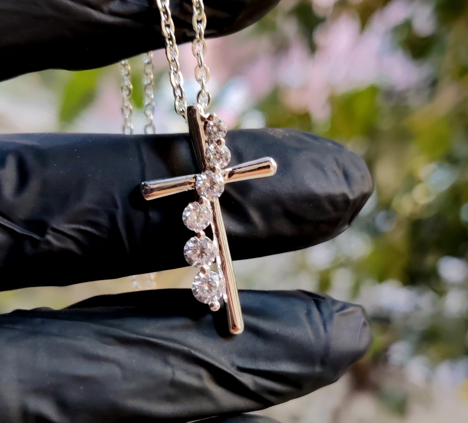 2Ct Round Natural Moissanite Jesus Cross Pendant 14K White Gold Plated Silver