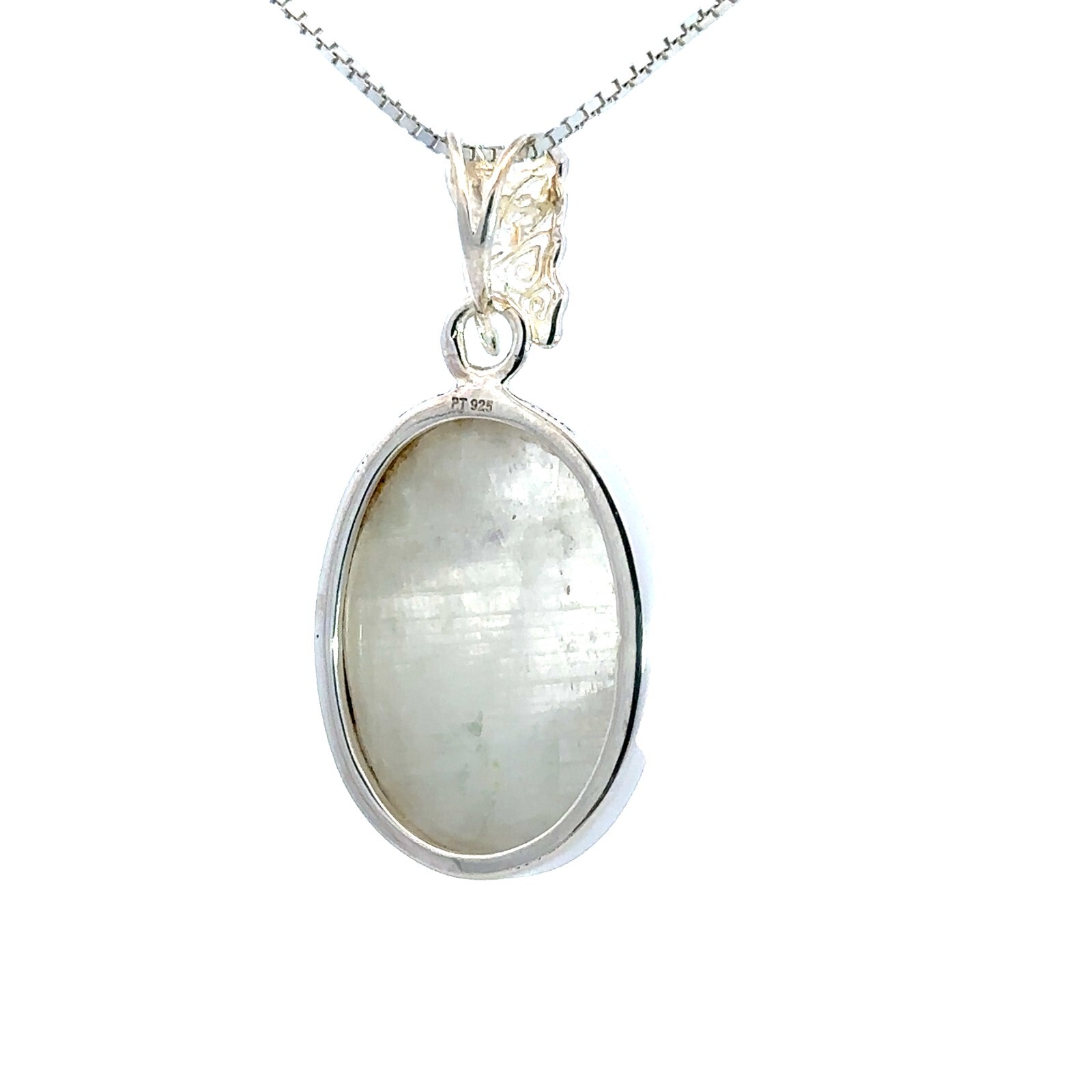 Sterling Silver Rainbow Moonstone With Butterfly Pendant (3/4 x 1 1/2 Inch)