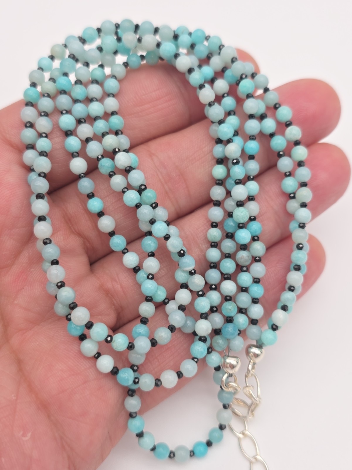 Jay King, DTR mine finds, 3 strand Amazonite necklace 925 Sterling