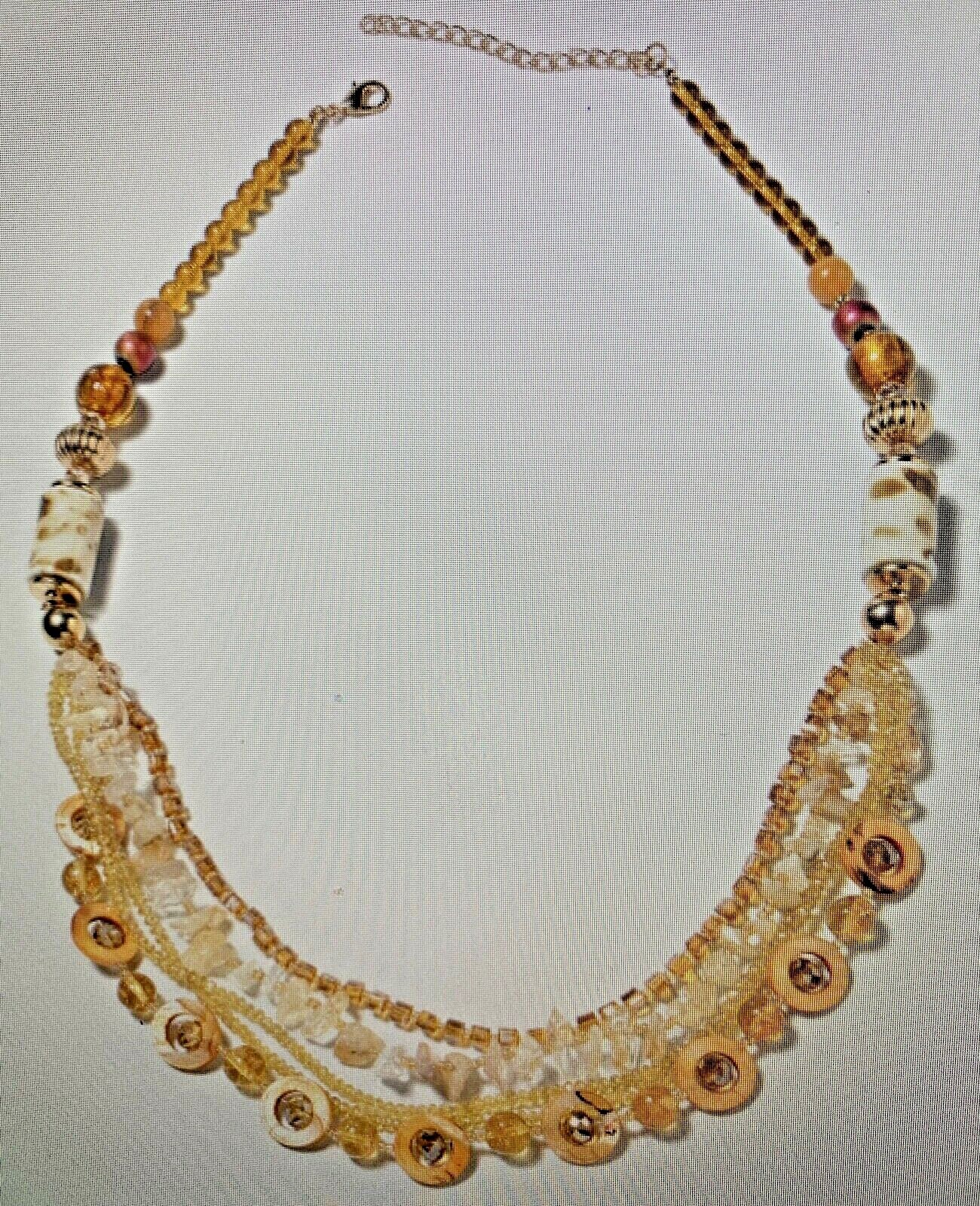 200 CTW Brazilian Citrine yellow Quartzite Beaded necklace 30 to 32 in Goldtone