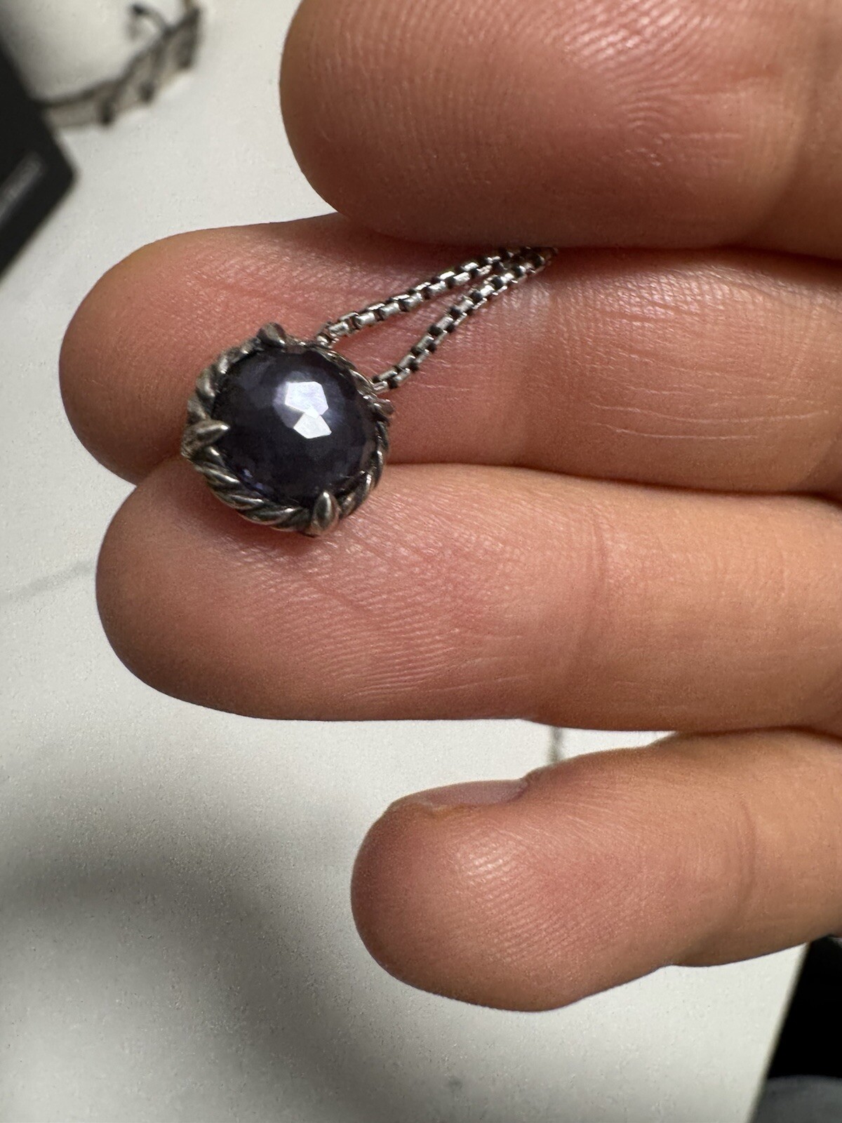 David Yurman Sterling Silver Chatelaine Amethyst Pendant Necklace NEW