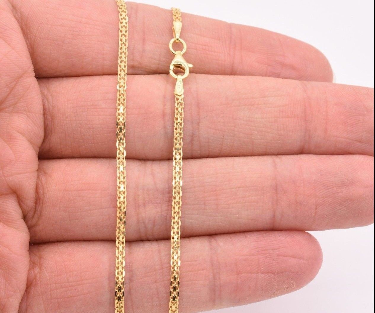 2mm Bismark Bizmark Chain Necklace 14K Yellow Gold Plated Silver 925 ITALY