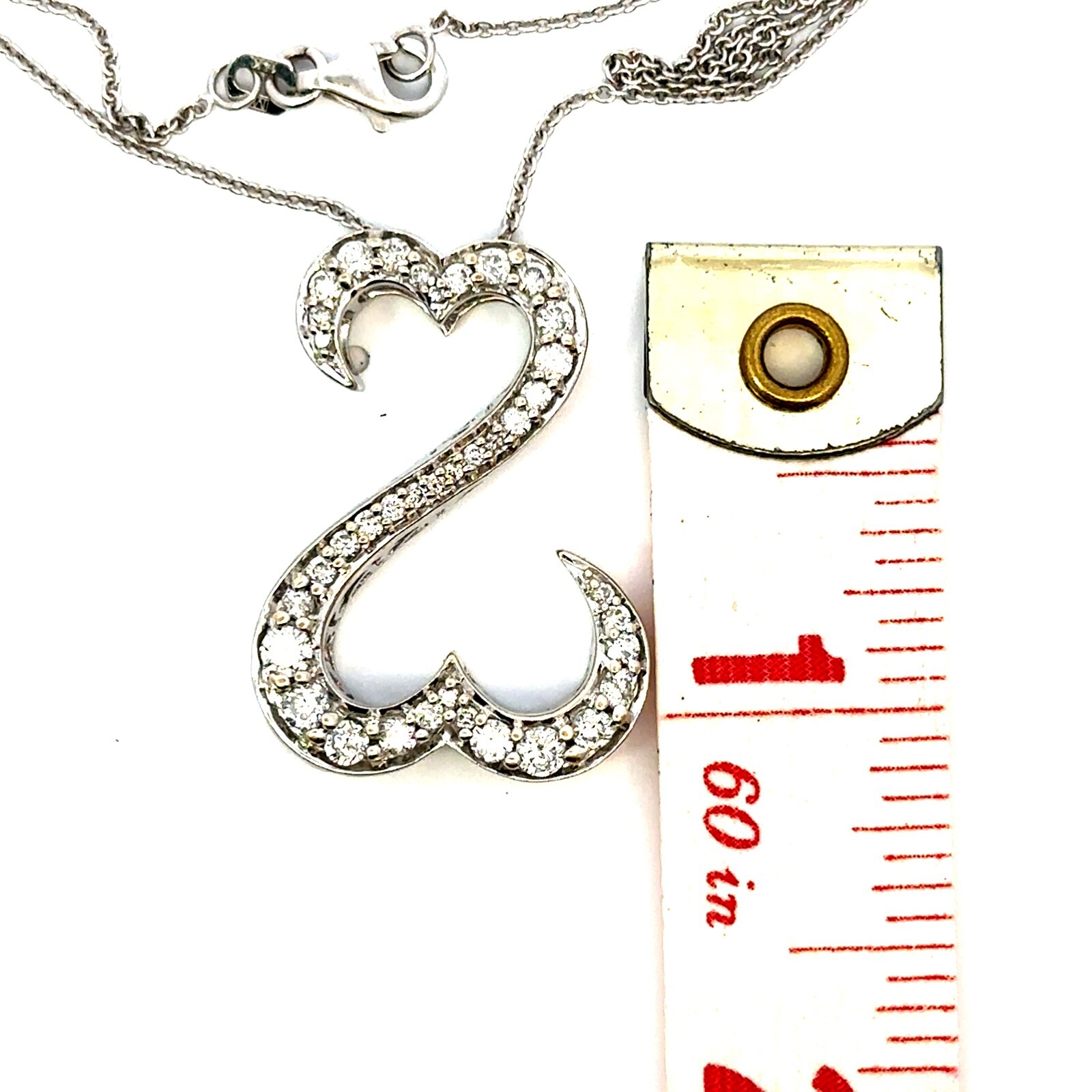Jane Seymour 14K White Gold Diamond Open Heart Pendant With 18 Inch Chain