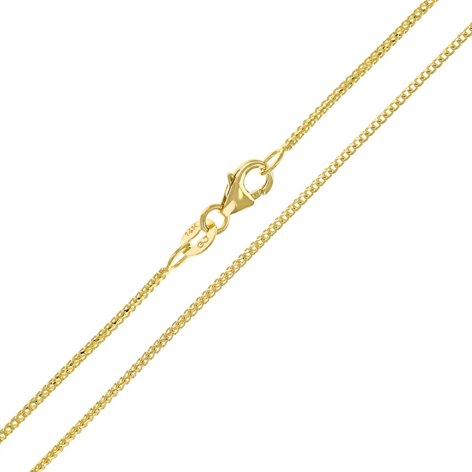 Italian 14k Yellow Gold Solid Diamond Cut Franco Chain Necklace 18″ 1mm 2.7grams