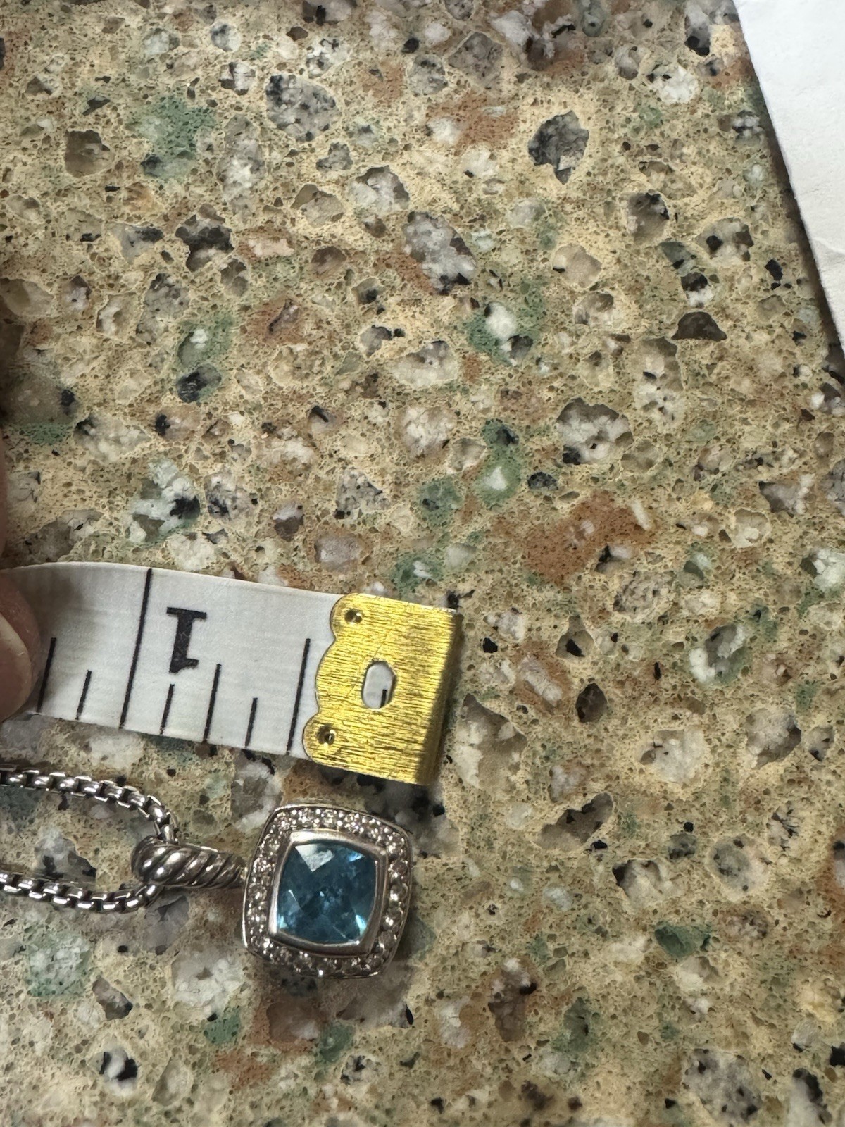 David Yurman Necklace with Blue Topaz and Diamonds 16-17″
