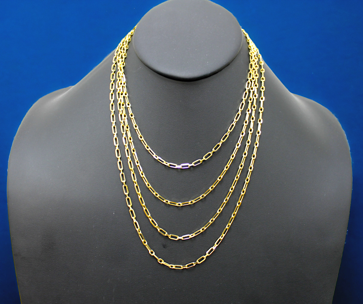 14K Yellow Gold SOLID Oval Paperclip Rolo Necklace Bracelet Chain 2mm-4mm 7″-30″