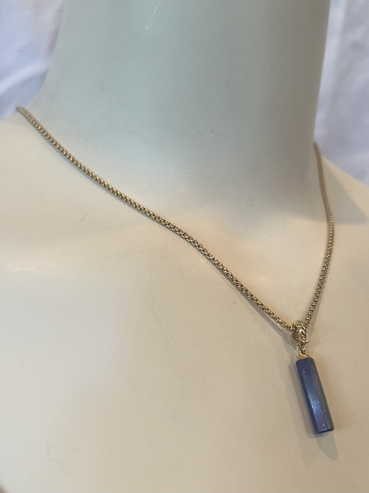 $650 David Yurman 18k Gold Lapis Lazuli Barrel Pendant Enhancer