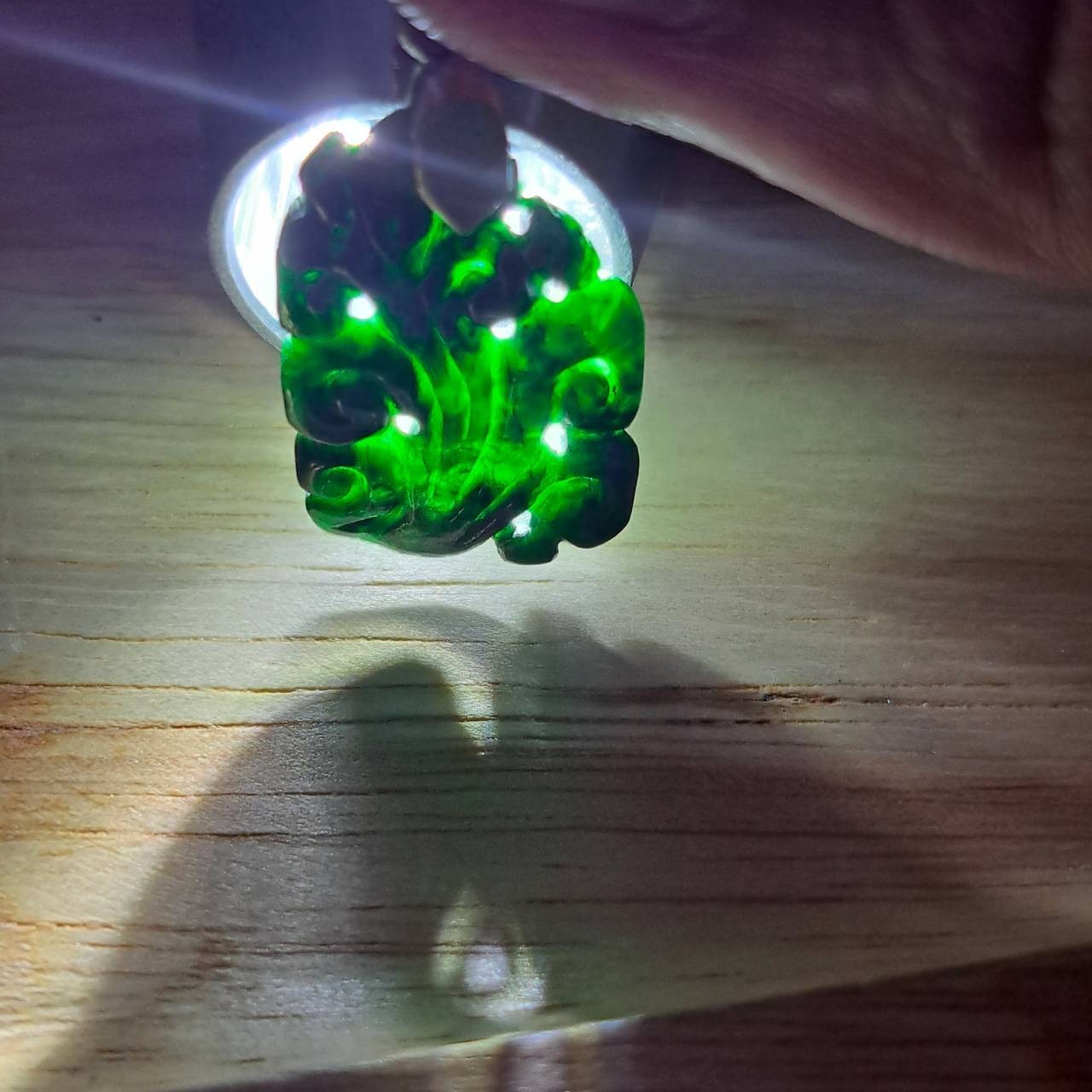 Jade Type A Pendant Burmese Natural Jadeite Myanmar Silver 92.5 Handmade 004