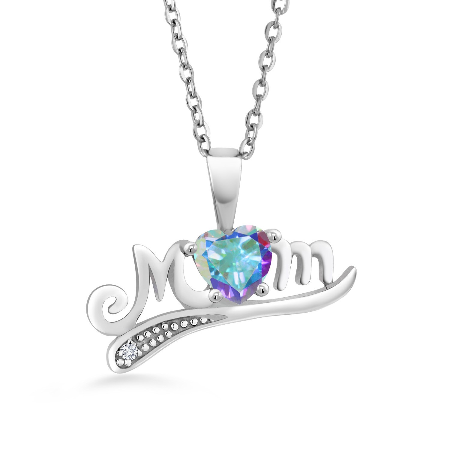 0.57 Ct Mercury Mist Mystic Topaz Diamond 925 Sterling Silver Pendant with Chain