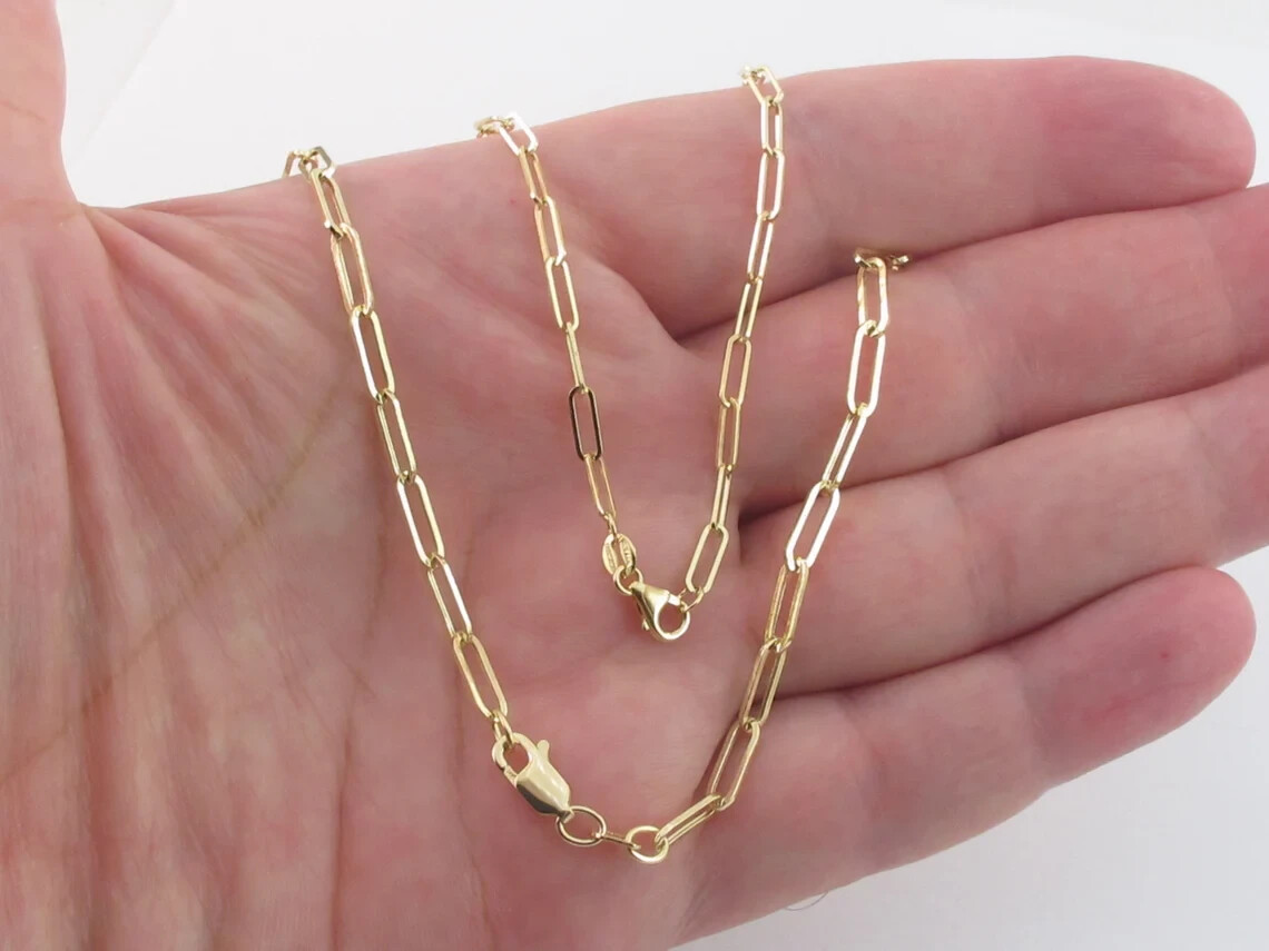 14k Yellow Gold Paperclip Chain Necklace 16″ 18″ 20″ 24″ – 1.5 mm – 6.1 mm