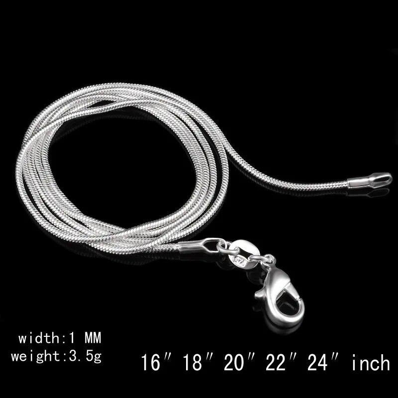 Silver snake chain necklace, 40-60 cm long, 2mm thick, suitable for women, men